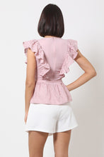 Load image into Gallery viewer, Crotchet Peplum Top W/ Self -front Tie freeshipping - Quail Creek
