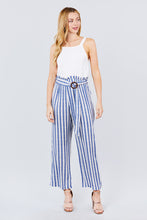 Load image into Gallery viewer, Straight Neck Waist Belted Stripe Long Jumpsuit freeshipping - Quail Creek
