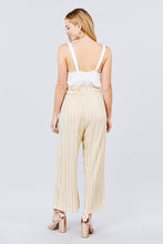 Load image into Gallery viewer, Straight Neck Waist Belted Stripe Long Jumpsuit freeshipping - Quail Creek
