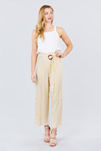 Load image into Gallery viewer, Straight Neck Waist Belted Stripe Long Jumpsuit freeshipping - Quail Creek
