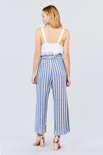 Load image into Gallery viewer, Straight Neck Waist Belted Stripe Long Jumpsuit freeshipping - Quail Creek
