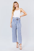 Load image into Gallery viewer, Straight Neck Waist Belted Stripe Long Jumpsuit freeshipping - Quail Creek
