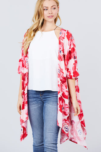 Slide Slit Print Kimono Cardigan freeshipping - Quail Creek