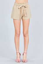 Load image into Gallery viewer, Paper Bag W/bow Tie Short Linen Pants freeshipping - Quail Creek
