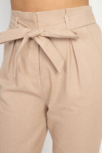 Load image into Gallery viewer, Belted Linen Paper Bag Pants freeshipping - Quail Creek
