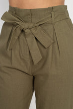 Load image into Gallery viewer, Belted Linen Paper Bag Pants freeshipping - Quail Creek
