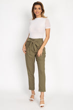 Load image into Gallery viewer, Belted Linen Paper Bag Pants freeshipping - Quail Creek
