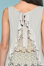 Load image into Gallery viewer, Sleeveless Back Lace Ruffle Detail Tank Top freeshipping - Quail Creek
