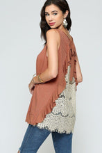 Load image into Gallery viewer, Sleeveless Back Lace Ruffle Detail Tank Top freeshipping - Quail Creek
