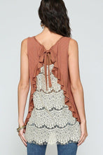 Load image into Gallery viewer, Sleeveless Back Lace Ruffle Detail Tank Top freeshipping - Quail Creek
