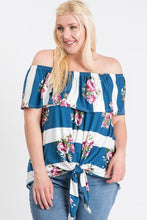 Load image into Gallery viewer, Off Shoulder Ruffled Front Tie Top freeshipping - Quail Creek
