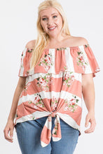 Load image into Gallery viewer, Off Shoulder Ruffled Front Tie Top freeshipping - Quail Creek
