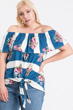 Load image into Gallery viewer, Off Shoulder Ruffled Front Tie Top freeshipping - Quail Creek
