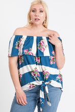 Load image into Gallery viewer, Off Shoulder Ruffled Front Tie Top freeshipping - Quail Creek
