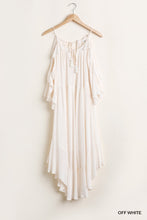 Load image into Gallery viewer, Ruffled Cold Shoulder Maxi Dress With Front Tassel Tie freeshipping - Quail Creek
