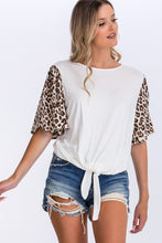 Load image into Gallery viewer, Contrast Leopard Print And Solid Top freeshipping - Quail Creek
