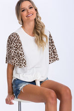 Load image into Gallery viewer, Contrast Leopard Print And Solid Top freeshipping - Quail Creek
