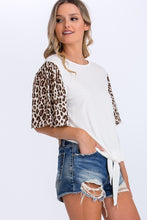 Load image into Gallery viewer, Contrast Leopard Print And Solid Top freeshipping - Quail Creek
