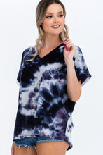 Load image into Gallery viewer, Tie-dye Top Featured In A V-neckline And Cuff Sort Sleeves freeshipping - Quail Creek
