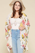 Load image into Gallery viewer, Plus Size Floral Printed Oversize Flowy And Airy Kimono With Dramatic Bell Sleeves freeshipping - Quail Creek
