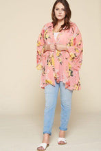 Load image into Gallery viewer, Plus Size Floral Printed Oversize Flowy And Airy Kimono With Dramatic Bell Sleeves freeshipping - Quail Creek
