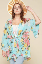 Load image into Gallery viewer, Plus Size Floral Printed Oversize Flowy And Airy Kimono With Dramatic Bell Sleeves freeshipping - Quail Creek
