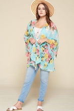 Load image into Gallery viewer, Plus Size Floral Printed Oversize Flowy And Airy Kimono With Dramatic Bell Sleeves freeshipping - Quail Creek
