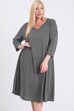 Load image into Gallery viewer, V Neck Hidden Pocket Swing Dress freeshipping - Quail Creek
