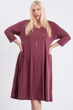 Load image into Gallery viewer, V Neck Hidden Pocket Swing Dress freeshipping - Quail Creek
