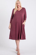 Load image into Gallery viewer, V Neck Hidden Pocket Swing Dress freeshipping - Quail Creek
