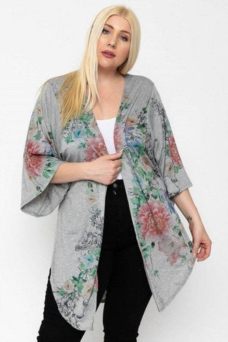 Floral Print, Long Body Cardigan freeshipping - Quail Creek