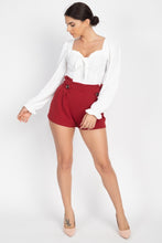 Load image into Gallery viewer, Button Tab High Rise Paperbag Shorts freeshipping - Quail Creek
