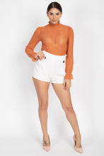 Load image into Gallery viewer, Button Tab High Rise Paperbag Shorts freeshipping - Quail Creek
