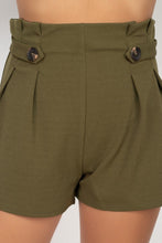 Load image into Gallery viewer, Button Tab High Rise Paperbag Shorts freeshipping - Quail Creek
