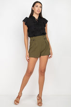 Load image into Gallery viewer, Button Tab High Rise Paperbag Shorts freeshipping - Quail Creek
