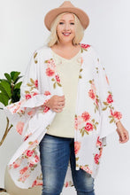 Load image into Gallery viewer, Floral Print Ruffle Detailed Draped Longline Maxi Kimono Cardigan freeshipping - Quail Creek
