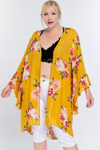 Floral Print Ruffle Detailed Draped Longline Maxi Kimono Cardigan freeshipping - Quail Creek