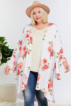 Load image into Gallery viewer, Floral Print Ruffle Detailed Draped Longline Maxi Kimono Cardigan freeshipping - Quail Creek
