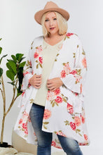 Load image into Gallery viewer, Floral Print Ruffle Detailed Draped Longline Maxi Kimono Cardigan freeshipping - Quail Creek
