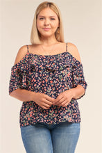 Load image into Gallery viewer, Plus Size Floral Print Relaxed Fit Mini Sleeve Off-the-shoulder Flared Hem Top freeshipping - Quail Creek
