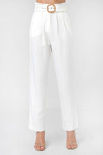 Load image into Gallery viewer, A Solid Pant Featuring Paperbag Waist With Rattan Buckle Belt freeshipping - Quail Creek
