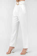 Load image into Gallery viewer, A Solid Pant Featuring Paperbag Waist With Rattan Buckle Belt freeshipping - Quail Creek
