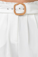 Load image into Gallery viewer, A Solid Pant Featuring Paperbag Waist With Rattan Buckle Belt freeshipping - Quail Creek
