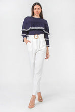 Load image into Gallery viewer, A Solid Pant Featuring Paperbag Waist With Rattan Buckle Belt freeshipping - Quail Creek
