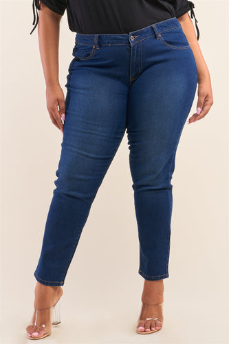 Plus Size Low-mid Rise Straight Cut Denim Pants freeshipping - Quail Creek