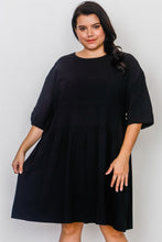 Load image into Gallery viewer, Plus Size Black Tie Sleeve Loose Midi Dress freeshipping - Quail Creek
