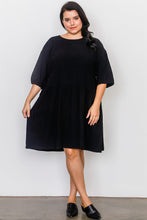 Load image into Gallery viewer, Plus Size Black Tie Sleeve Loose Midi Dress freeshipping - Quail Creek
