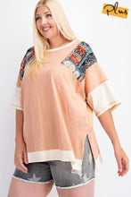 Load image into Gallery viewer, Fun &amp; Colorful Short Sleeves Cotton Slub Knit Color Block Top freeshipping - Quail Creek
