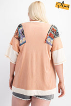 Load image into Gallery viewer, Fun &amp; Colorful Short Sleeves Cotton Slub Knit Color Block Top freeshipping - Quail Creek
