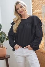 Load image into Gallery viewer, Draped Ruffle Longsleeve Top freeshipping - Quail Creek
